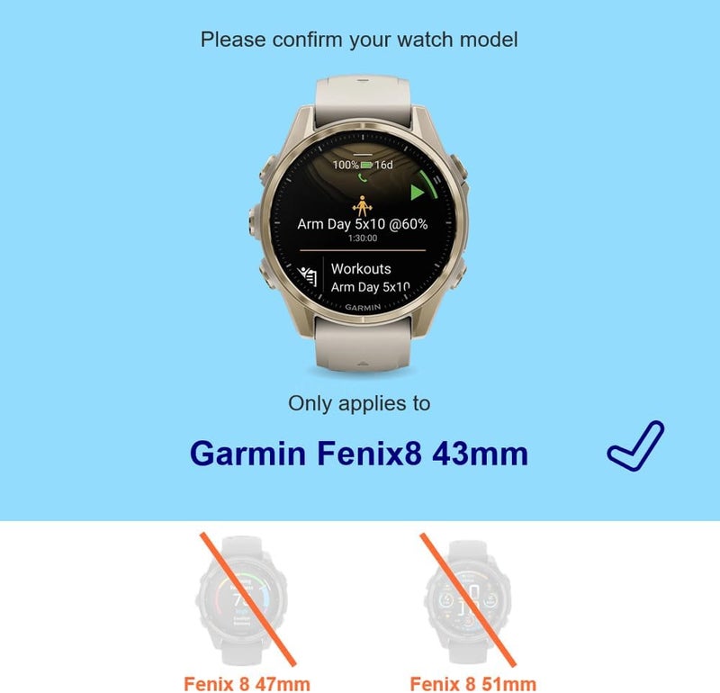 iDaPro [4+4 Pack Screen Protector for Garmin Fenix 8 AMOLED 43mm with Silicone Anti-dust Plugs, 9H Tempered Glass Protection Kit in Reusable Storage Case, Anti-Scratch,Bubble-Free,Easy Installation - Image 2
